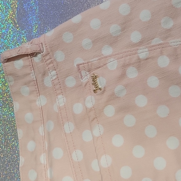 Y2k Vintage Juicy Couture Baby Pink Polka Dot Jean Shorty Shorts Size:31 - Picture 7 of 8